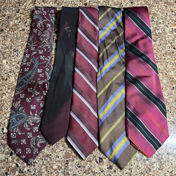 set of five men’s ties maroon colors - Picture 1 of 1